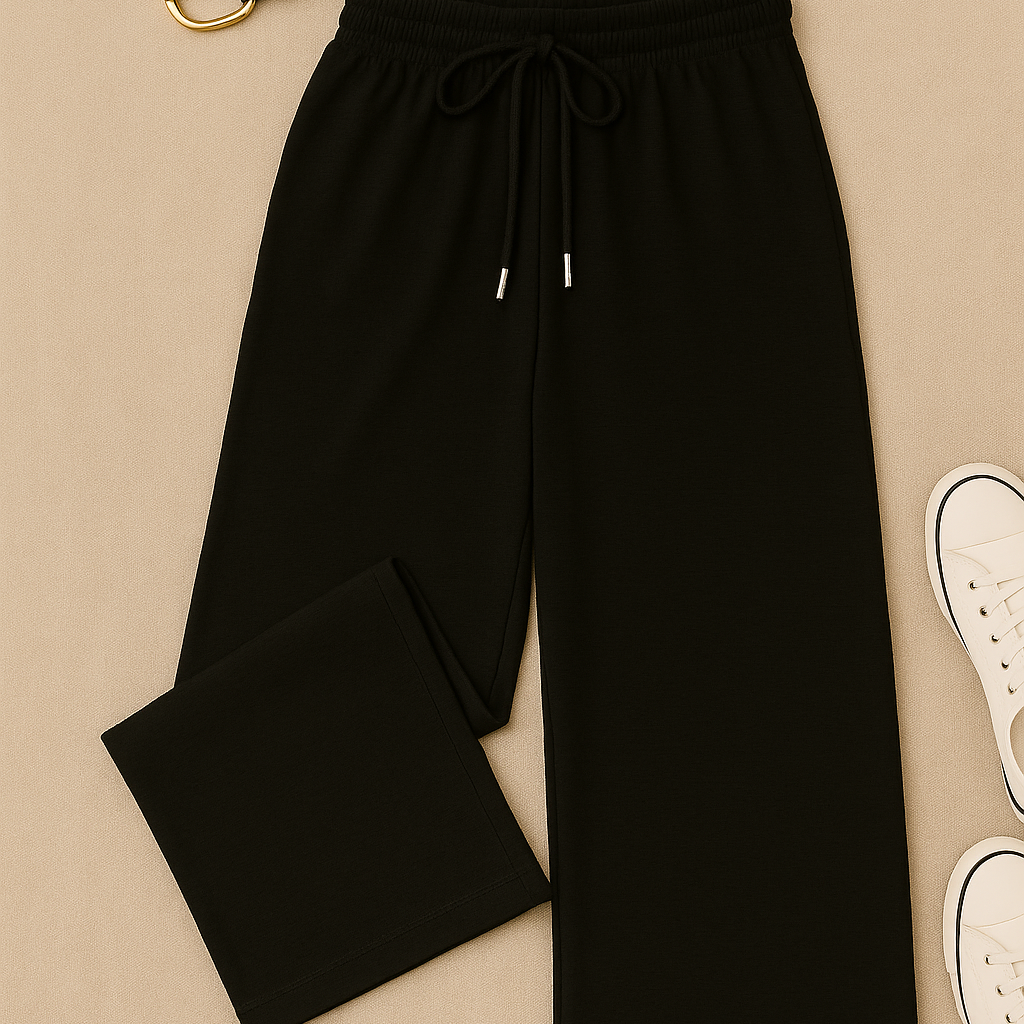 Women’s Trousers – High-Waisted Wide-Leg, Linen-Look Elegance
