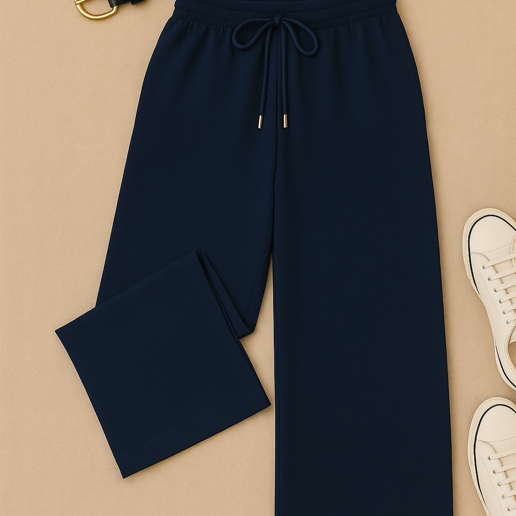 Women’s Trousers – High-Waisted Wide-Leg, Linen-Look Elegance