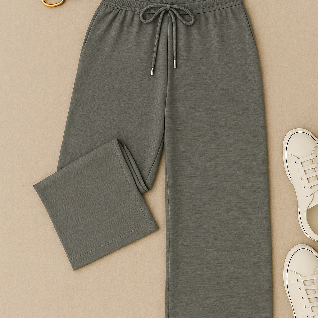 Women’s Trousers – High-Waisted Wide-Leg, Linen-Look Elegance