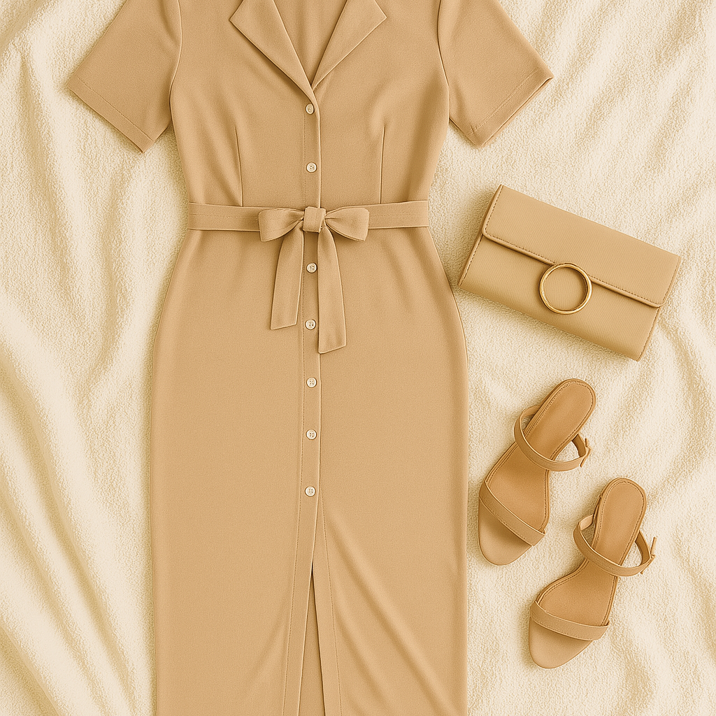 Women’s Shirt Dress – Textured Look, Elegant & Breezy