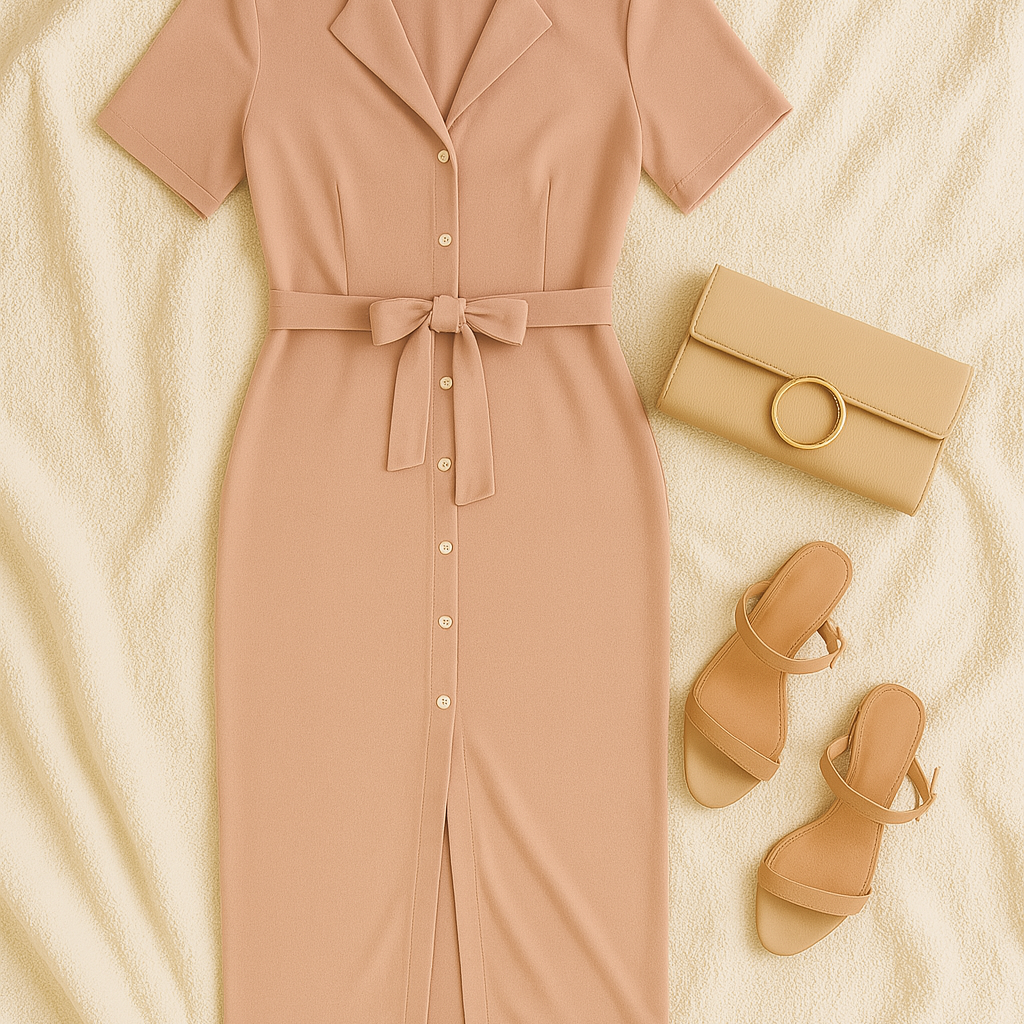 Women’s Shirt Dress – Textured Look, Elegant & Breezy