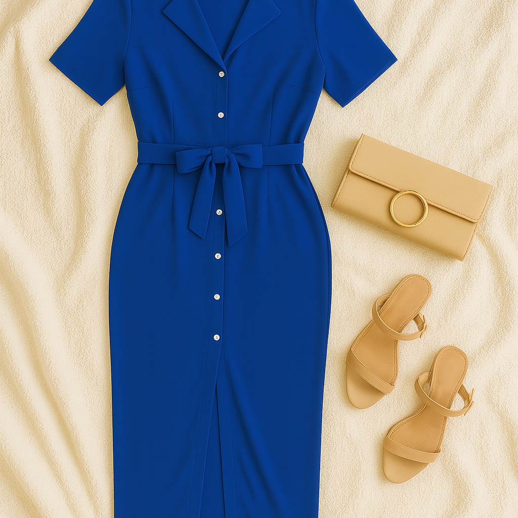 Women’s Shirt Dress – Textured Look, Elegant & Breezy