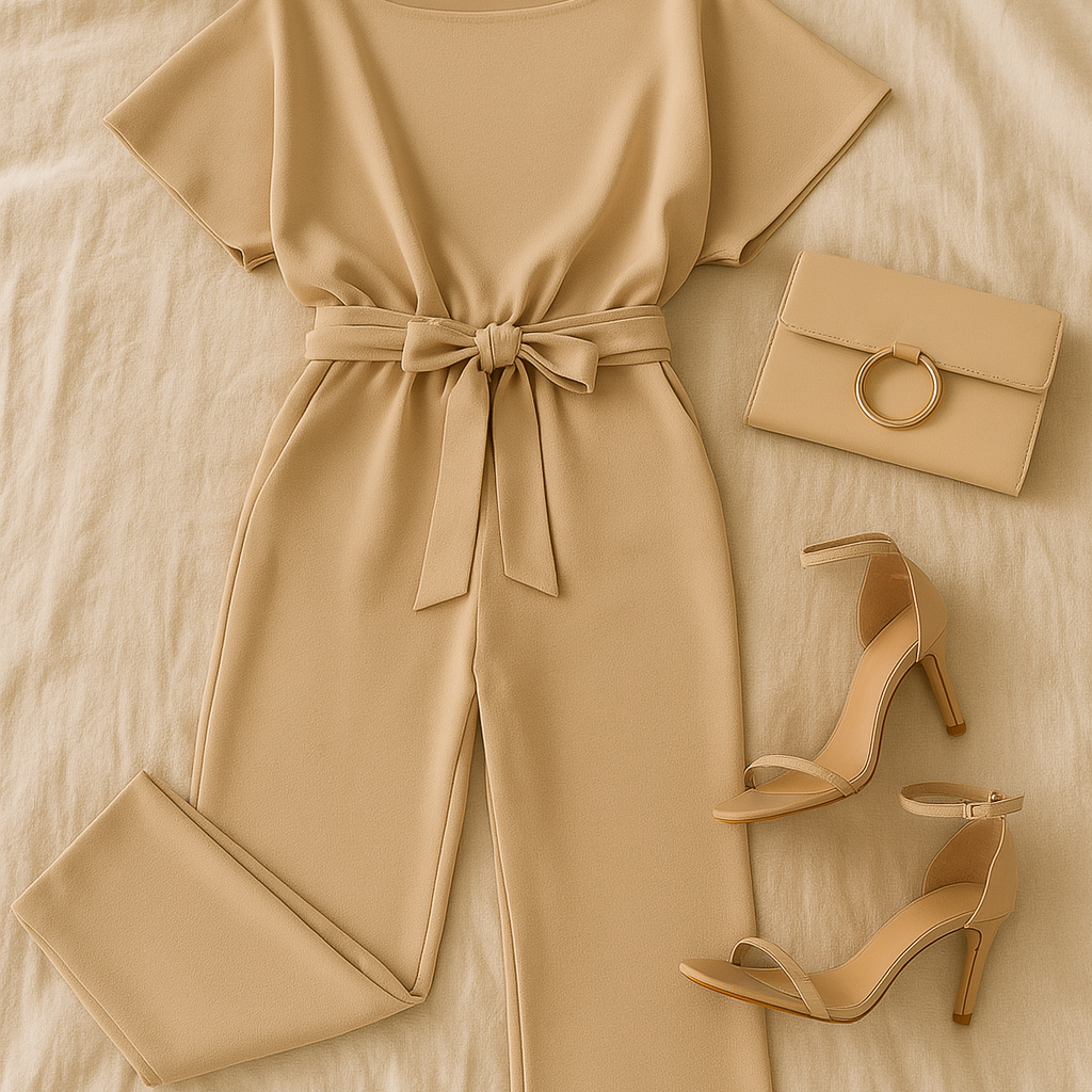 Women's Jumpsuit – Draped-Look Fabric, Elegant & Comfortable