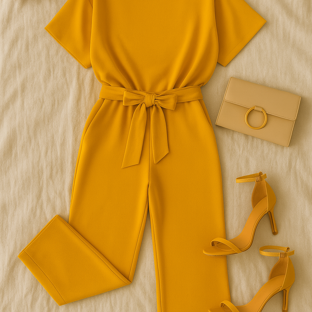 Women's Jumpsuit – Draped-Look Fabric, Elegant & Comfortable