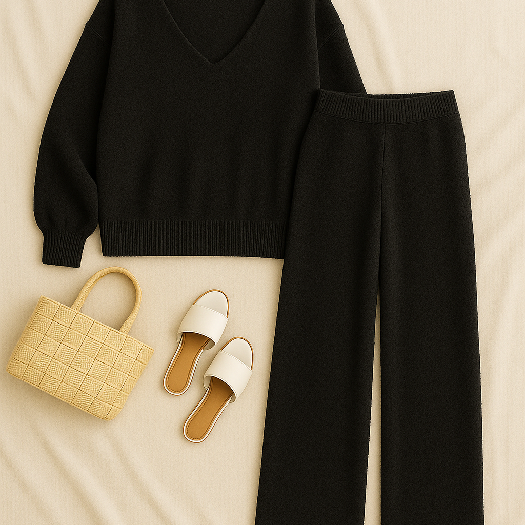 Women’s Matching Set – Knit-Look, Warm & Elegant