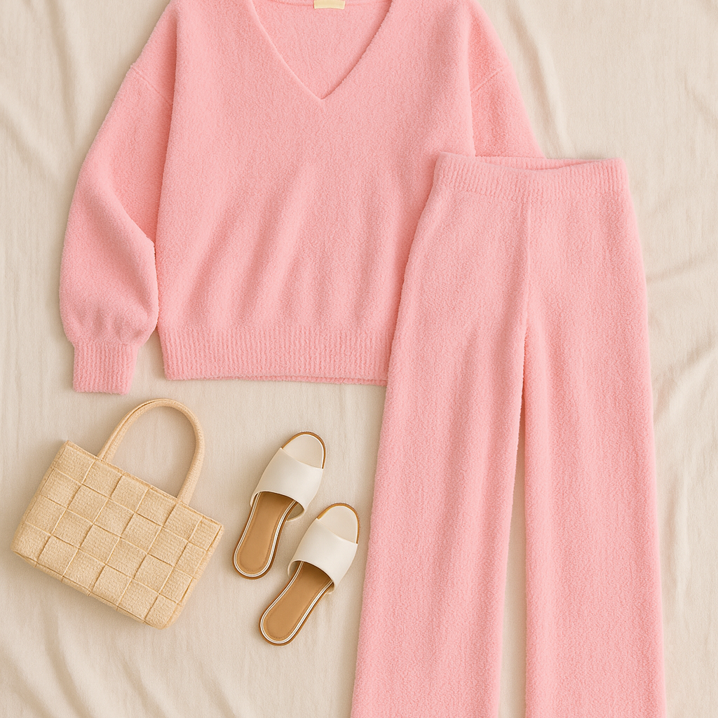 Women’s Matching Set – Knit-Look, Warm & Elegant