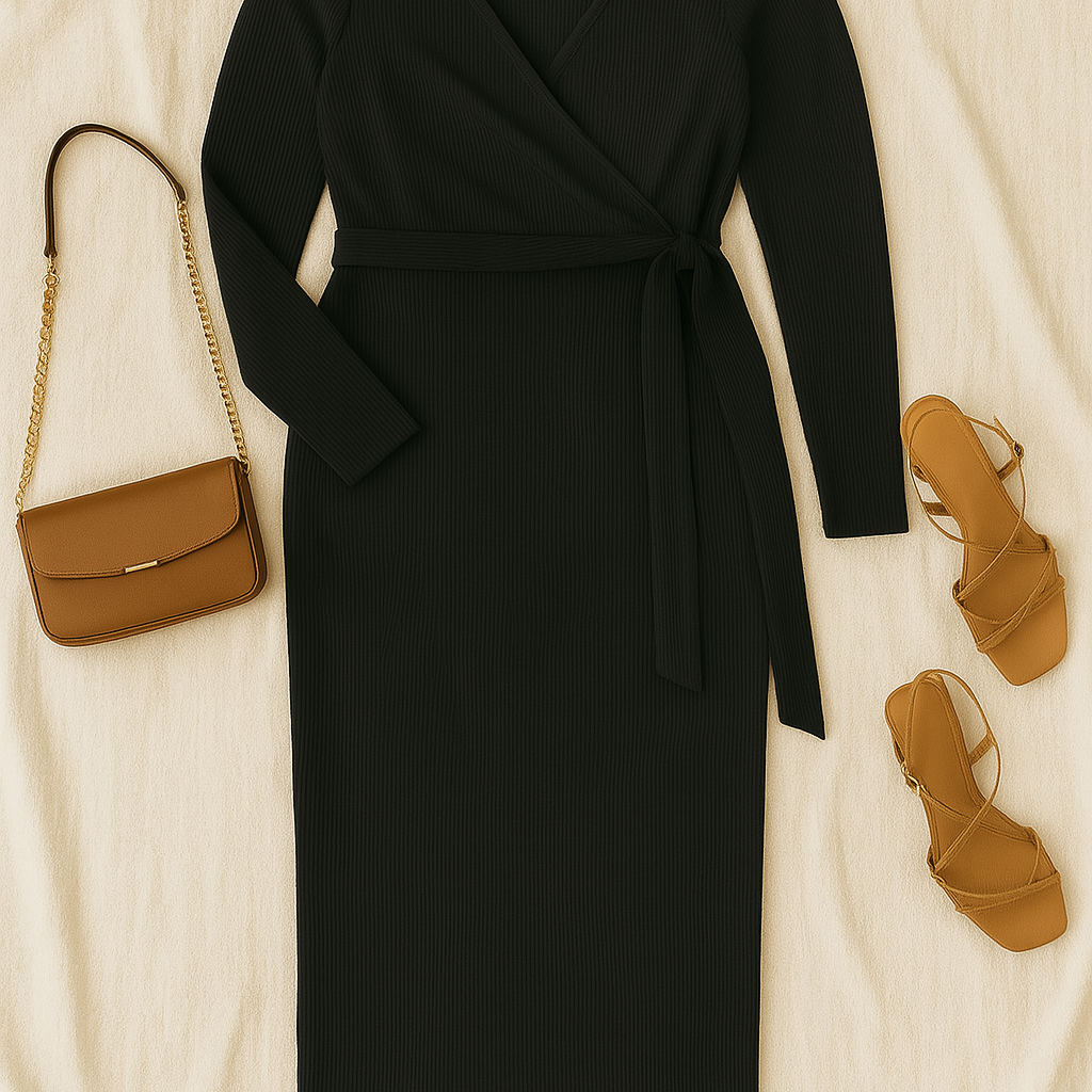 Women’s Dress – Pleated-Look, Elegant & Slimming