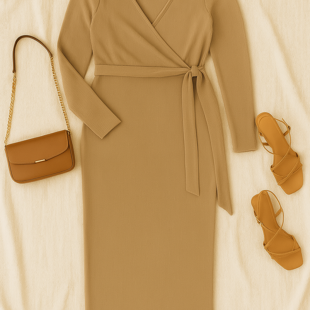 Women’s Dress – Pleated-Look, Elegant & Slimming