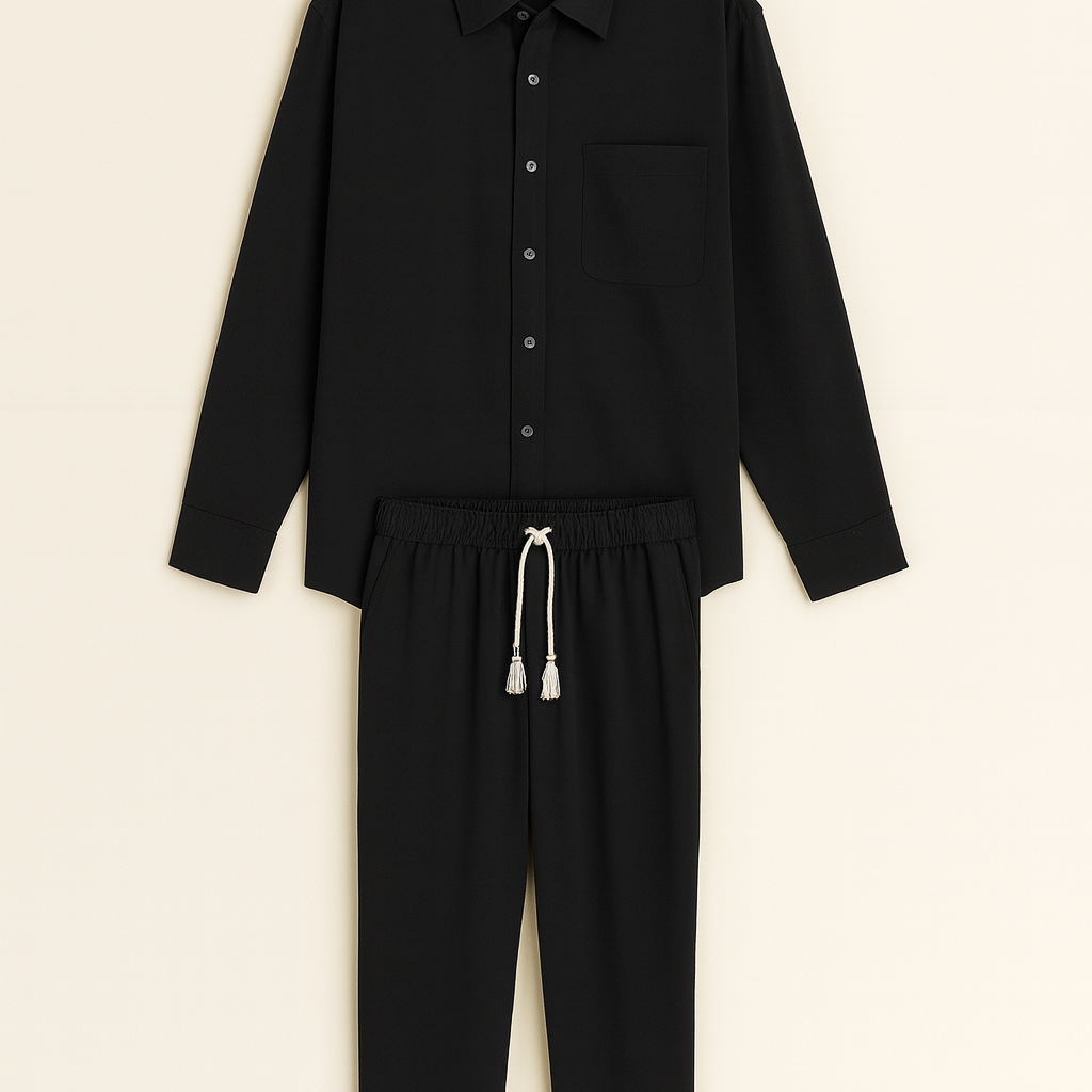 Men’s Casual Set – Linen-Look Shirt & Pants, Relaxed & Timeless