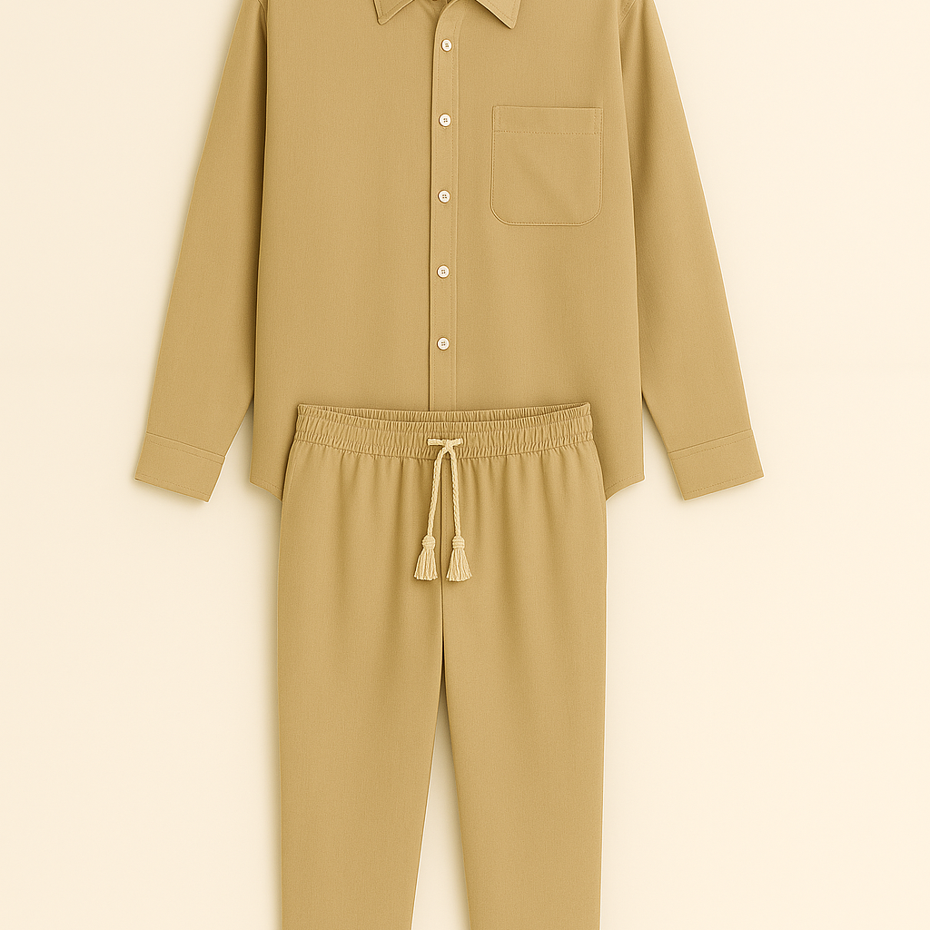Men’s Casual Set – Linen-Look Shirt & Pants, Relaxed & Timeless