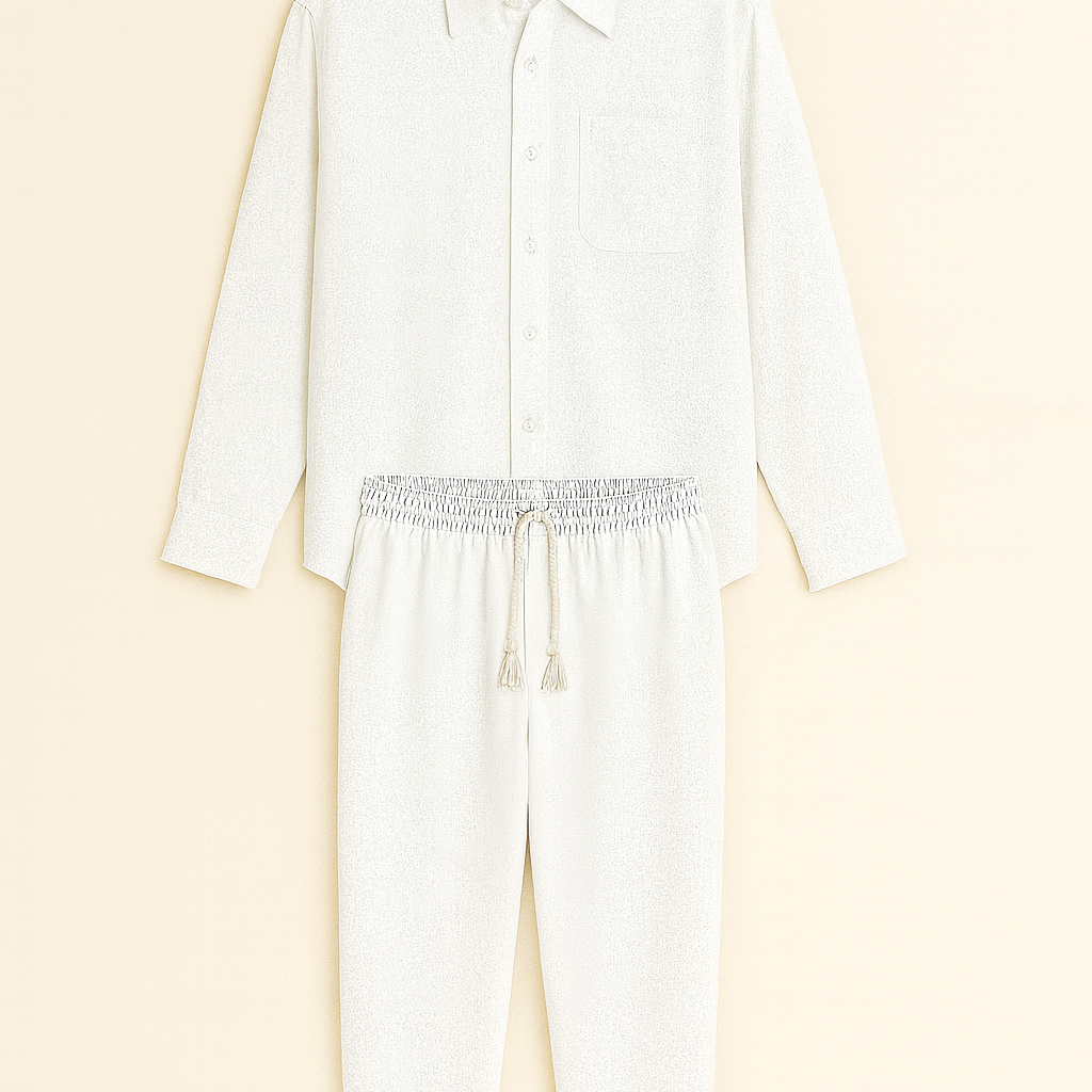 Men’s Casual Set – Linen-Look Shirt & Pants, Relaxed & Timeless