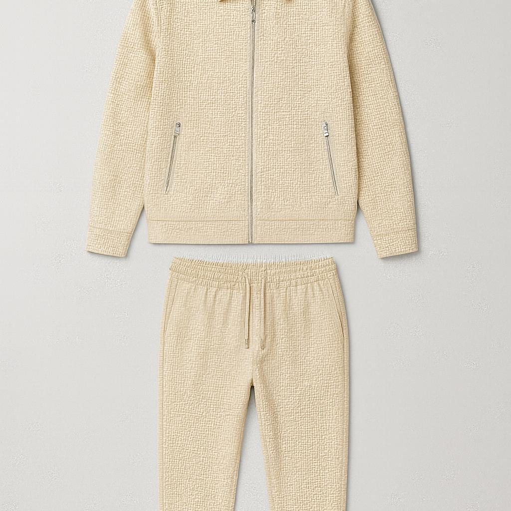 Men’s Matching Set – Polo-Style Weave, Breathable & Smart-Casual
