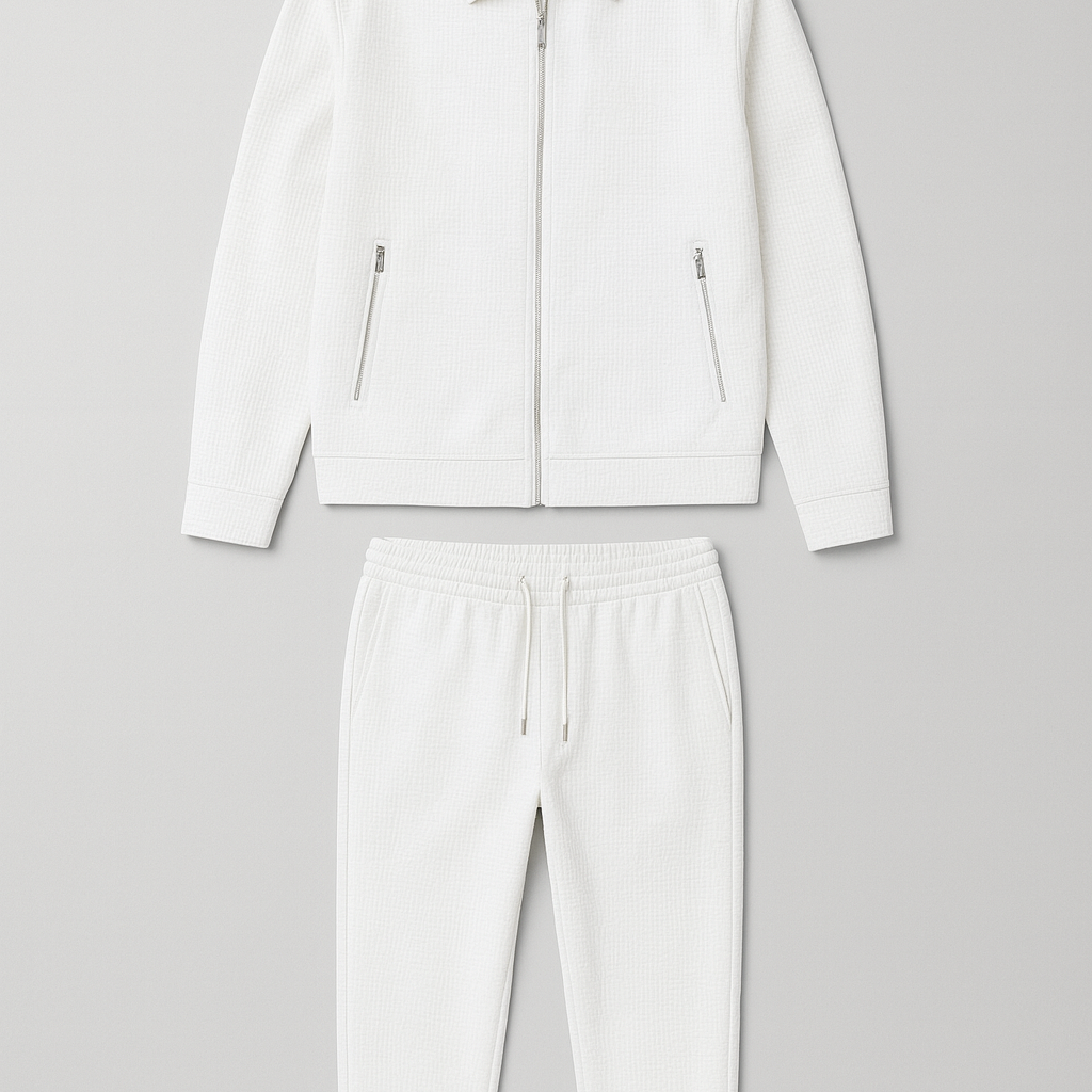 Men’s Matching Set – Polo-Style Weave, Breathable & Smart-Casual
