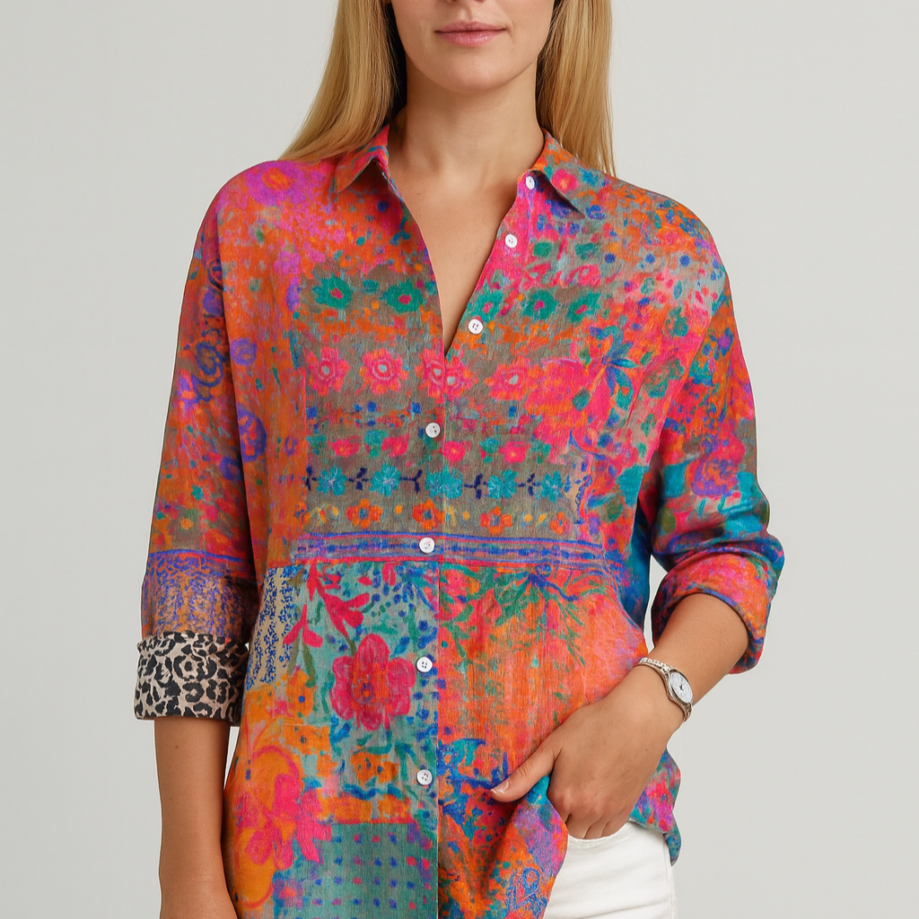 Women’s Shirt – Floral Button-Down, Light & Elegant