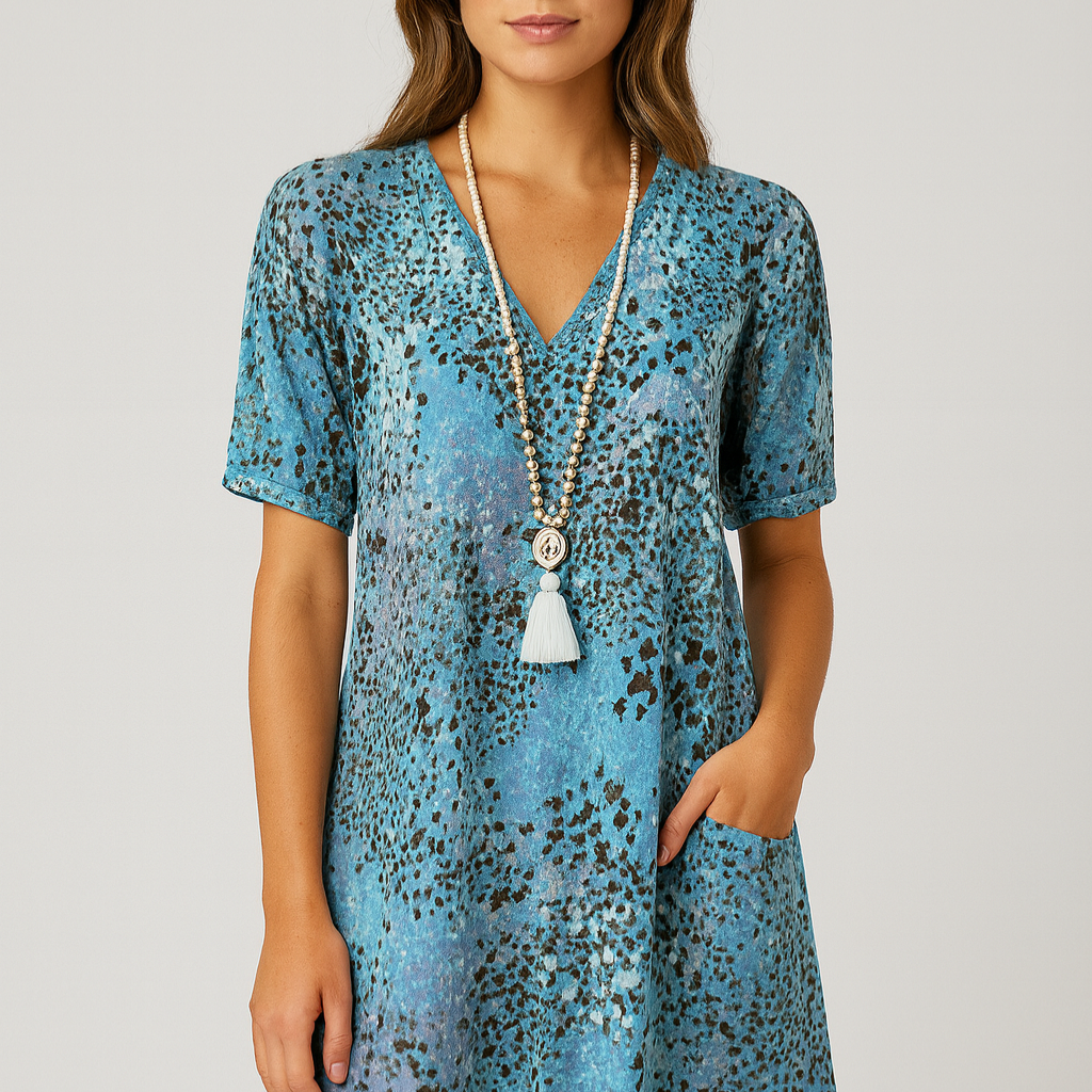 Women’s Dress – V-Neck Midi, Soft & Elegant