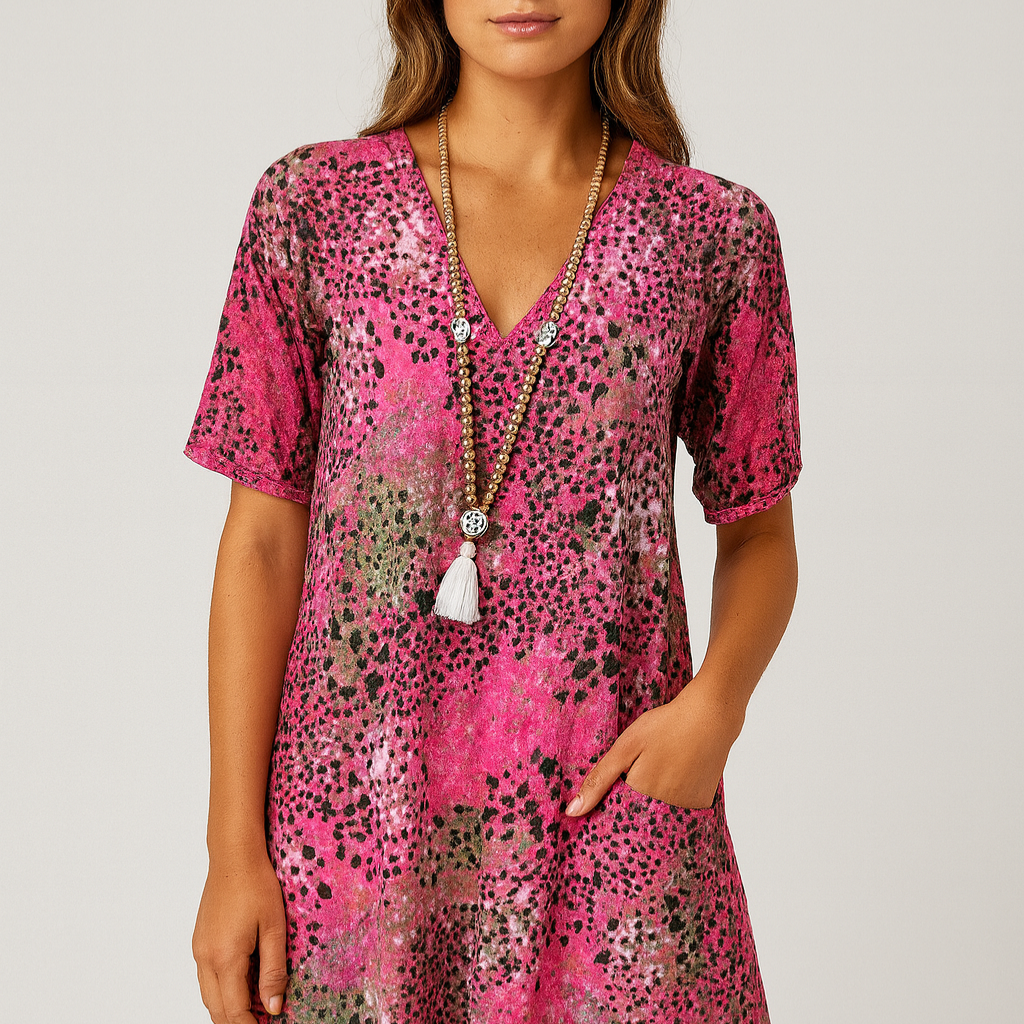 Women’s Dress – V-Neck Midi, Soft & Elegant