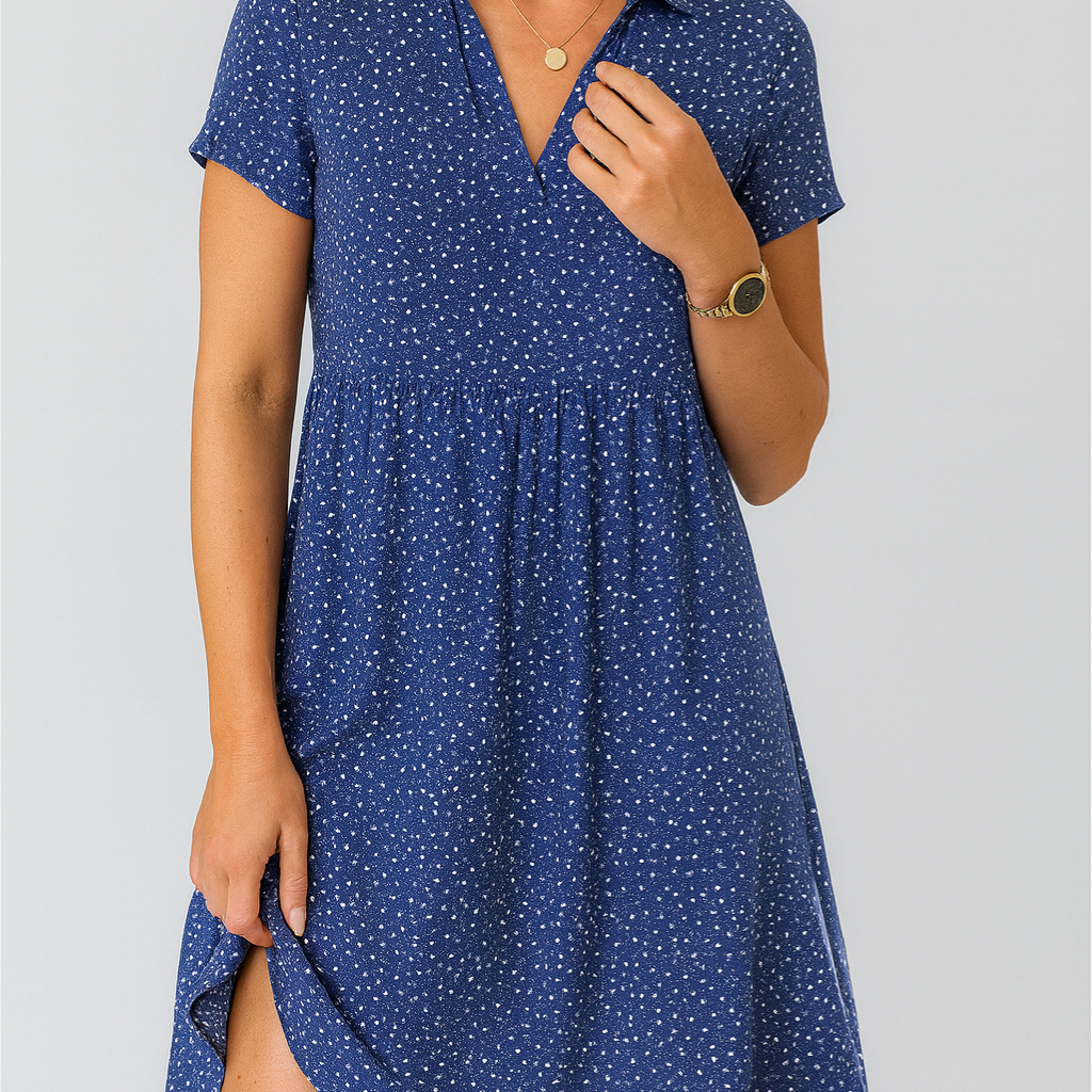 Women’s Dress – Short-Sleeved Midi, Light & Stylish