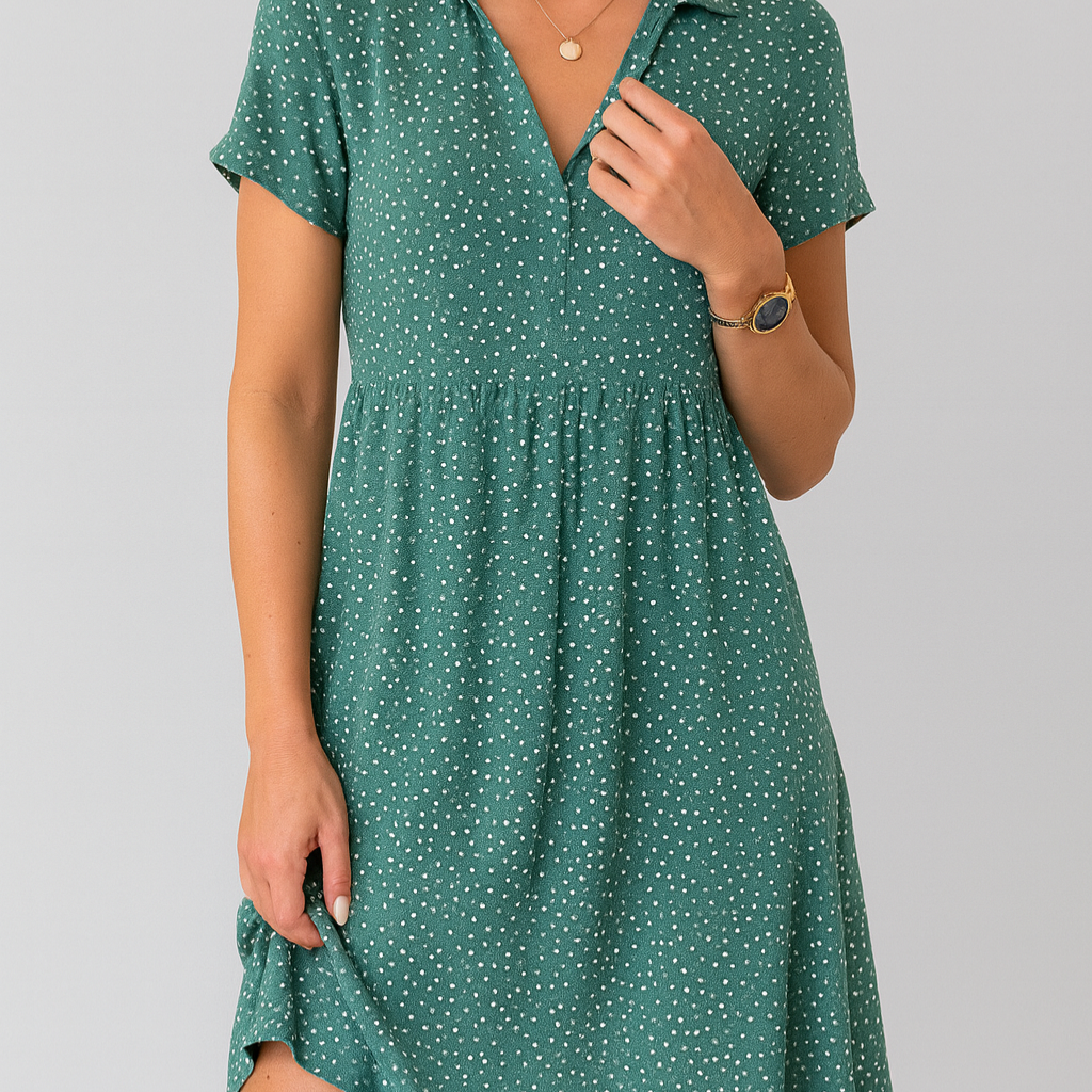 Women’s Dress – Short-Sleeved Midi, Light & Stylish