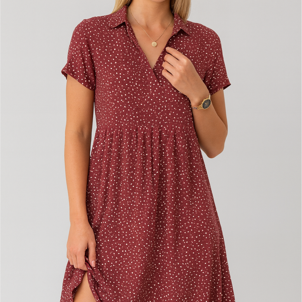 Women’s Dress – Short-Sleeved Midi, Light & Stylish
