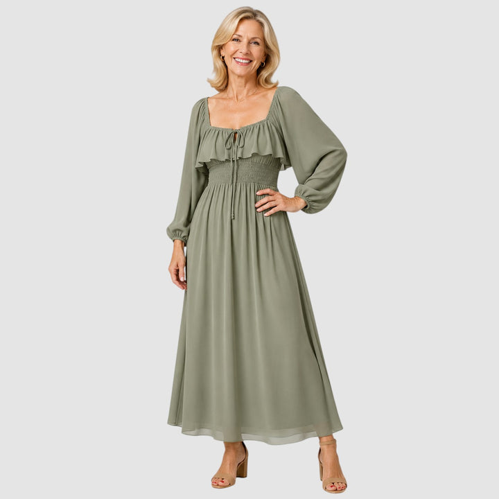 MARGOT | SQUARE NECK CHIFFON MAXI DRESS