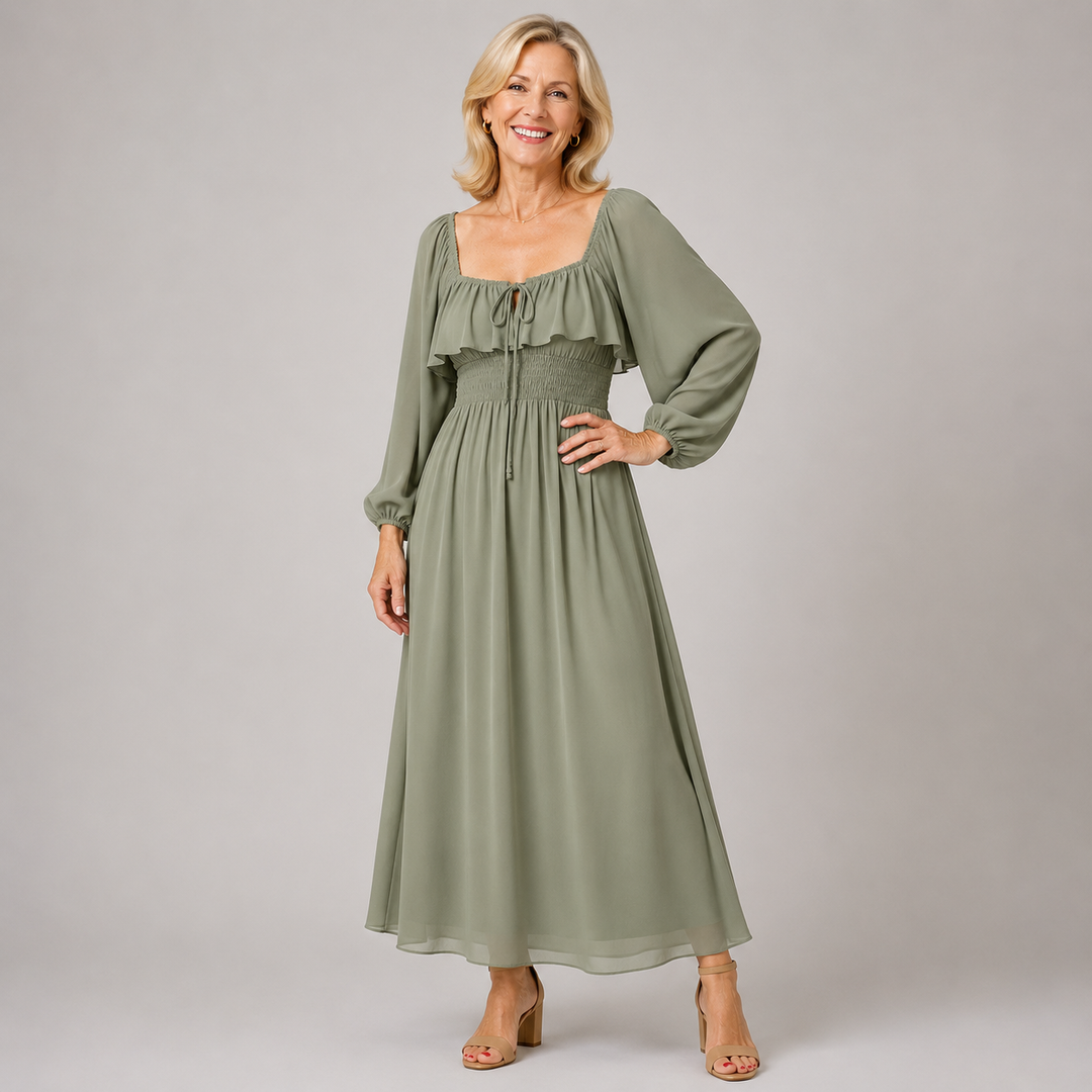MARGOT | SQUARE NECK CHIFFON MAXI DRESS