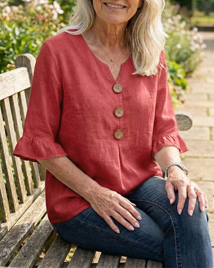 SOPHIA | LINEN BLEND BUTTON BLOUSE