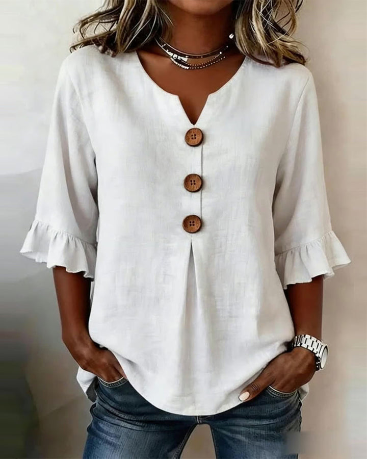 SOPHIA | LINEN BLEND BUTTON BLOUSE