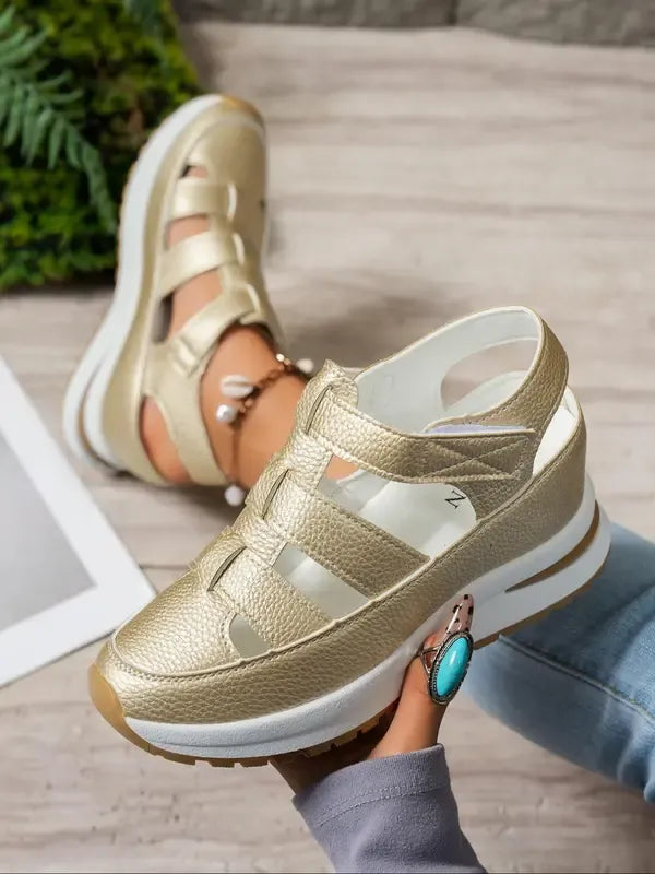 STACY | Comfort Wedge Sandals- Adjustable Velcro Design