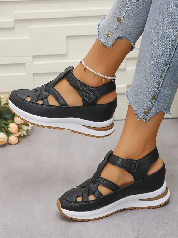 STACY | Comfort Wedge Sandals- Adjustable Velcro Design