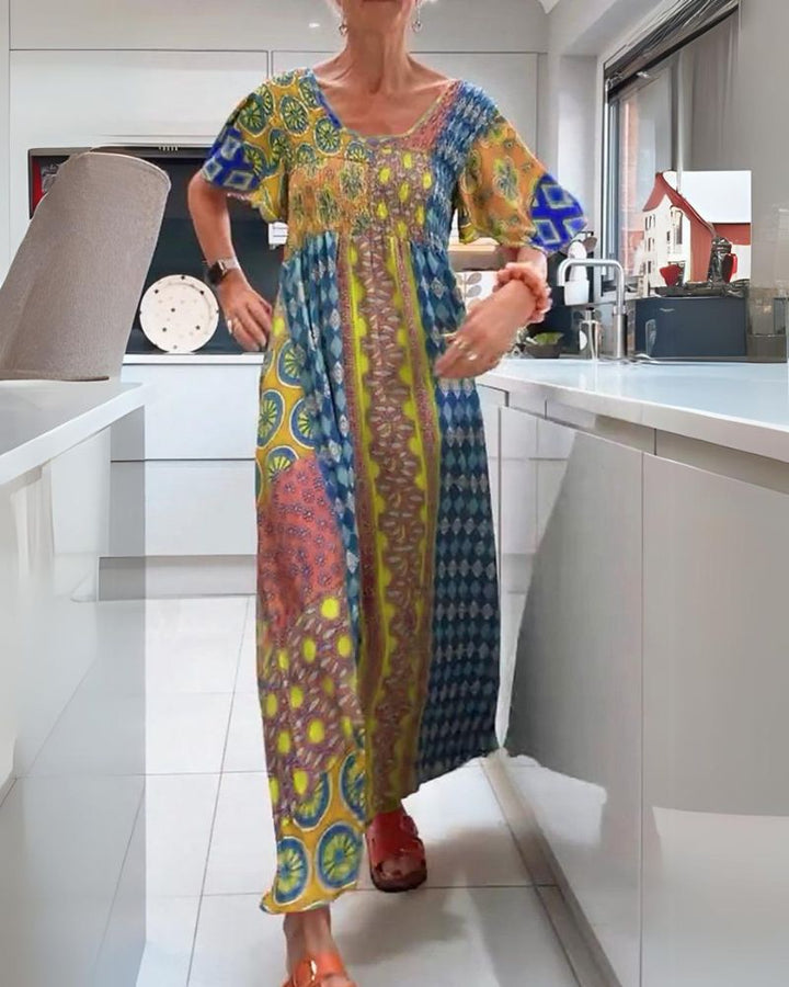 LAVIELLE | PRINTED BOHEMIAN MAXI DRESS