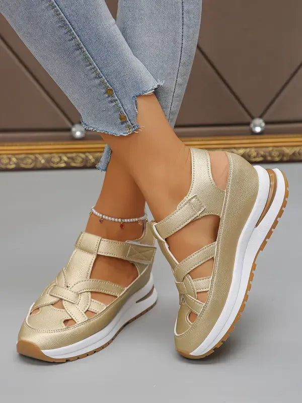 STACY | Comfort Wedge Sandals- Adjustable Velcro Design