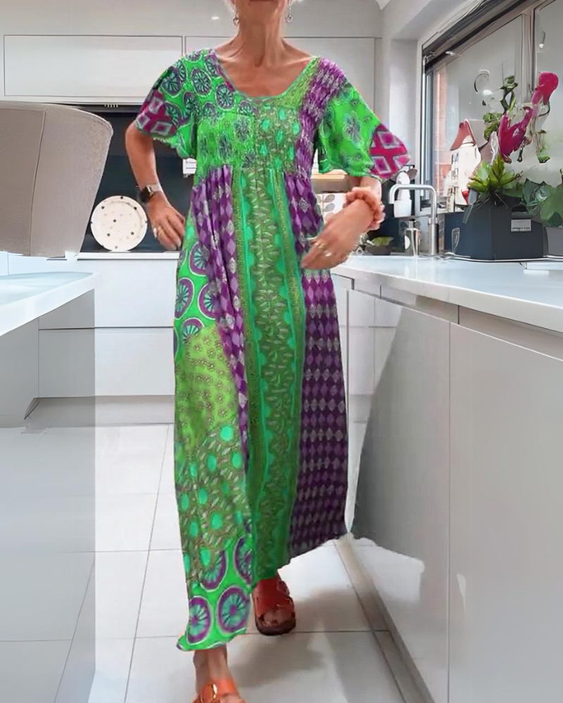 LAVIELLE | PRINTED BOHEMIAN MAXI DRESS