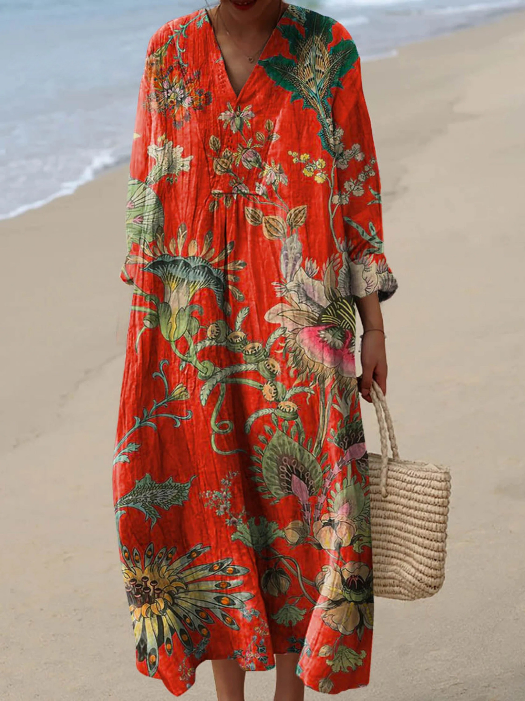 SOLEIL | VINTAGE LOVELY FLORAL PATTERN ART PRINT DRESS