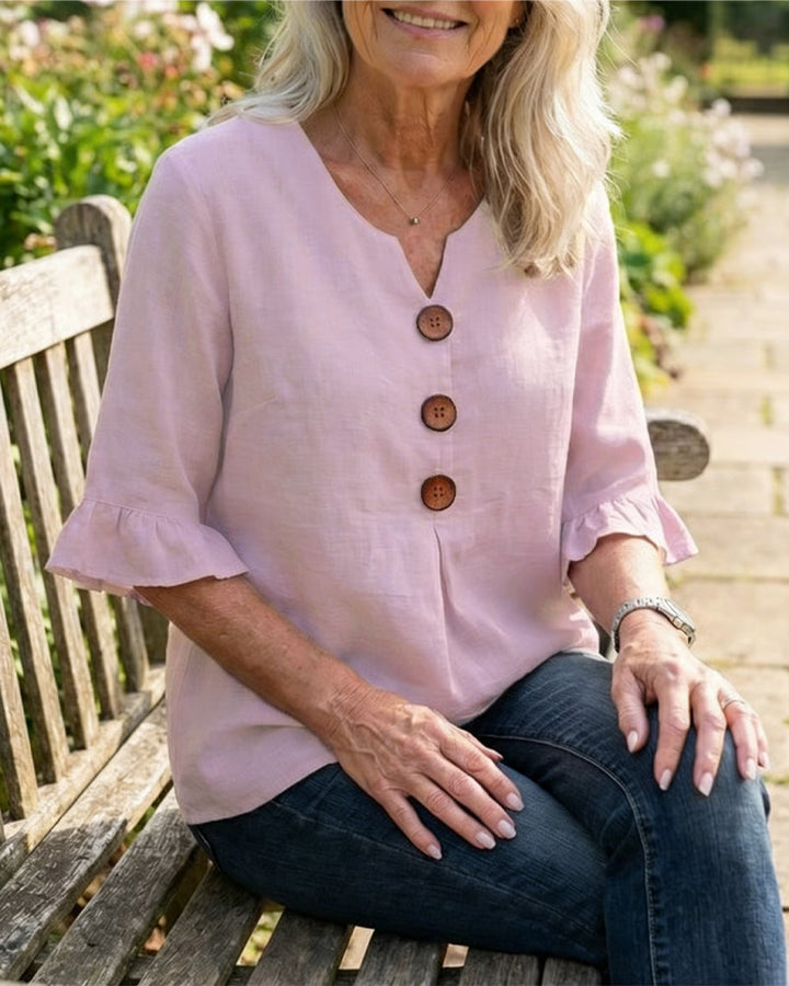 SOPHIA | LINEN BLEND BUTTON BLOUSE