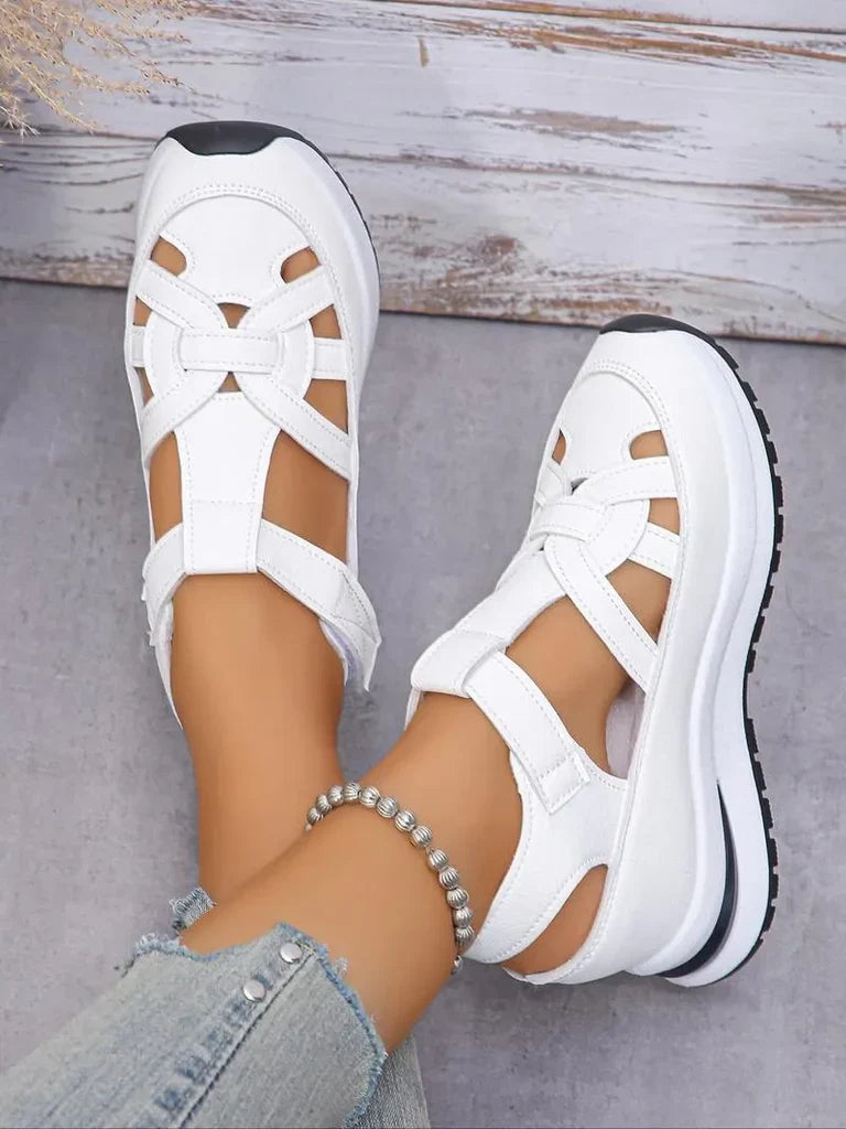 STACY | Comfort Wedge Sandals- Adjustable Velcro Design