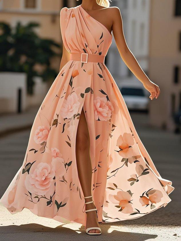 PHYLLIS | ONE-SHOULDER CHIFFON MAXI DRESS
