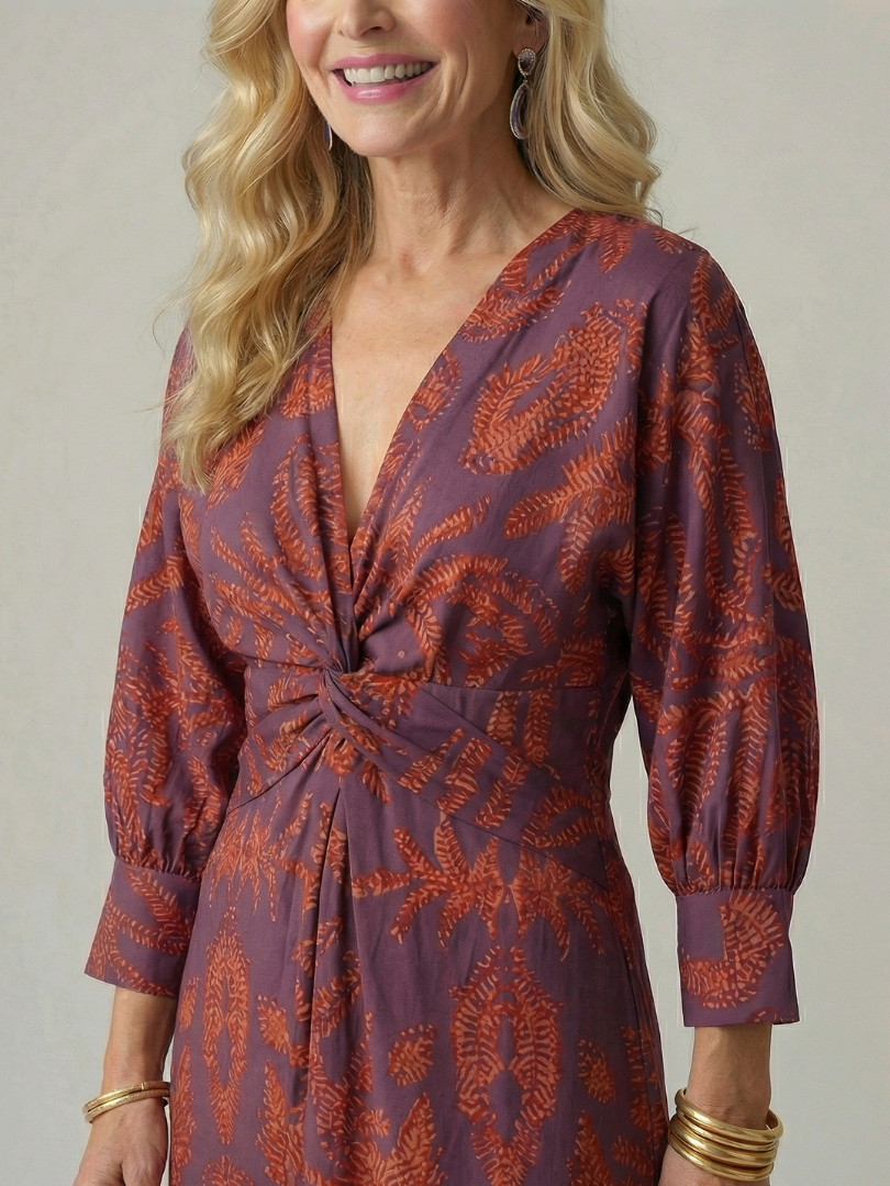 LUNE | NATURAL WRAP MIDI DRESS