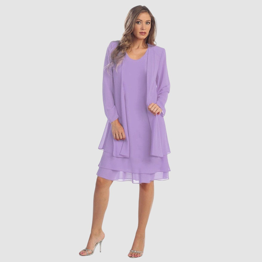 JACQUELINE | CHIFFON DRESS & CARDIGAN SET