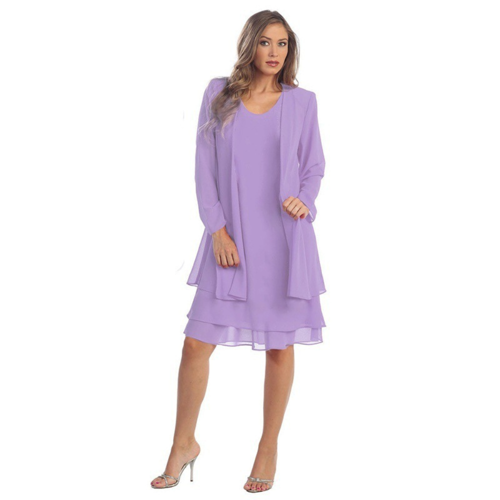 JACQUELINE | CHIFFON DRESS & CARDIGAN SET