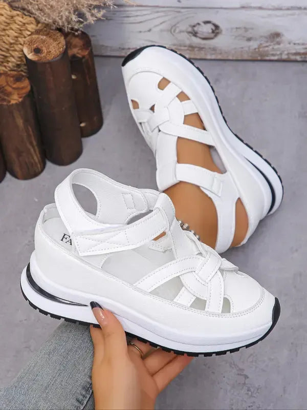 STACY | Comfort Wedge Sandals- Adjustable Velcro Design