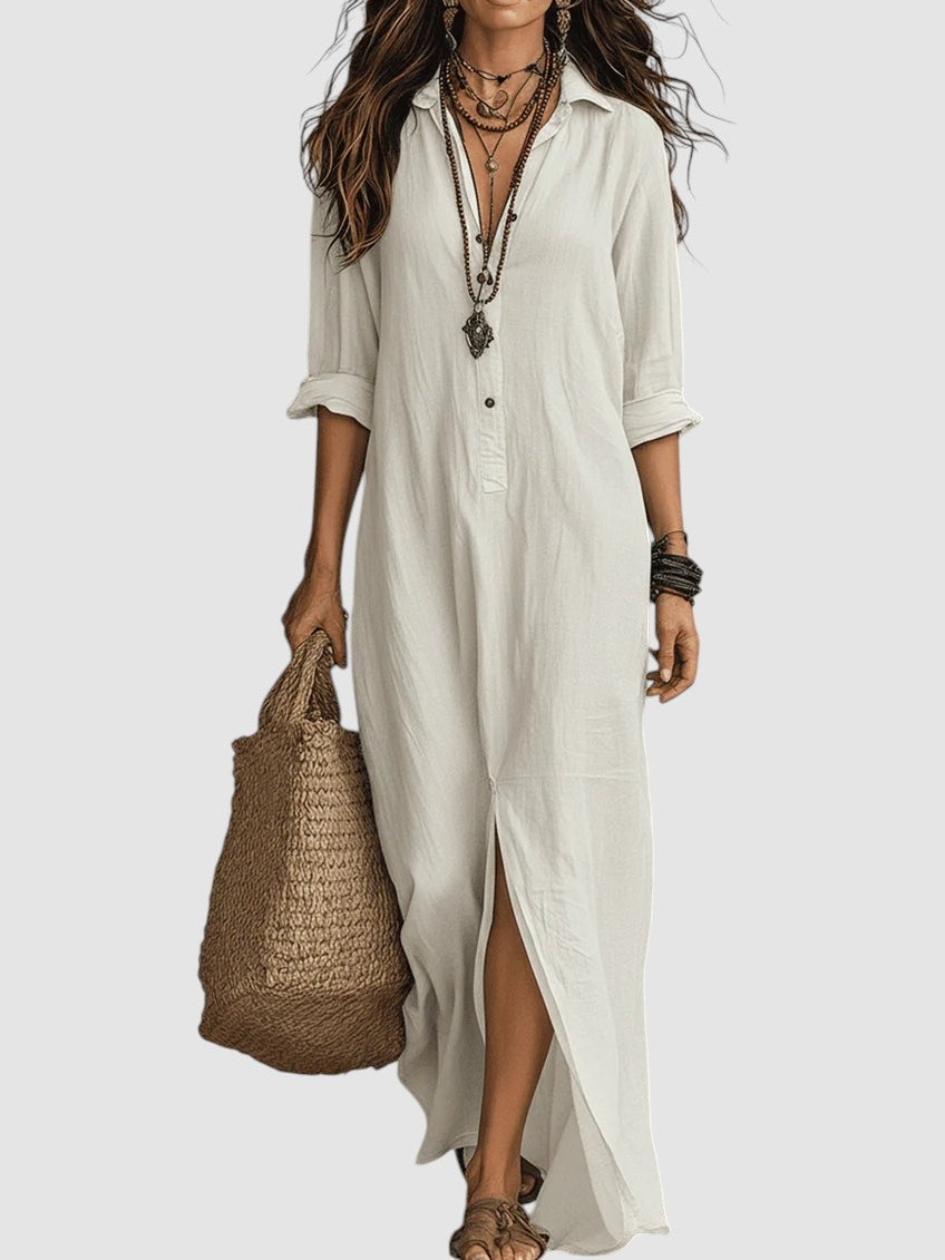 SOLINE | BUTTON MAXI DRESS
