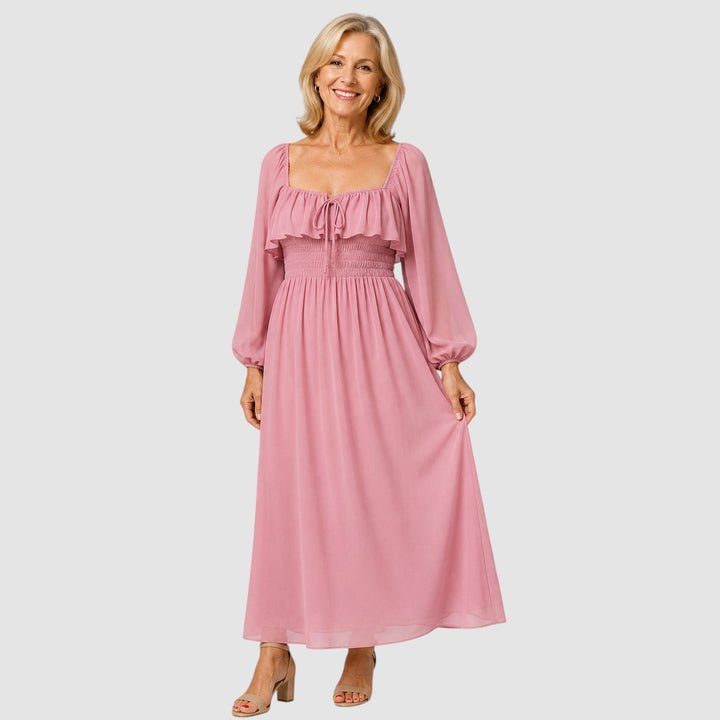MARGOT | SQUARE NECK CHIFFON MAXI DRESS