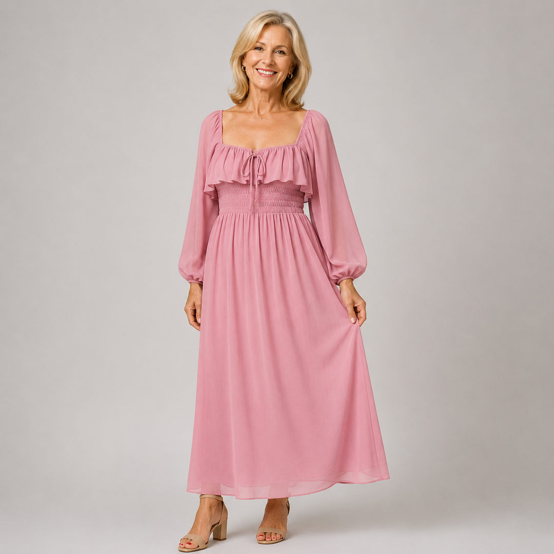 MARGOT | SQUARE NECK CHIFFON MAXI DRESS