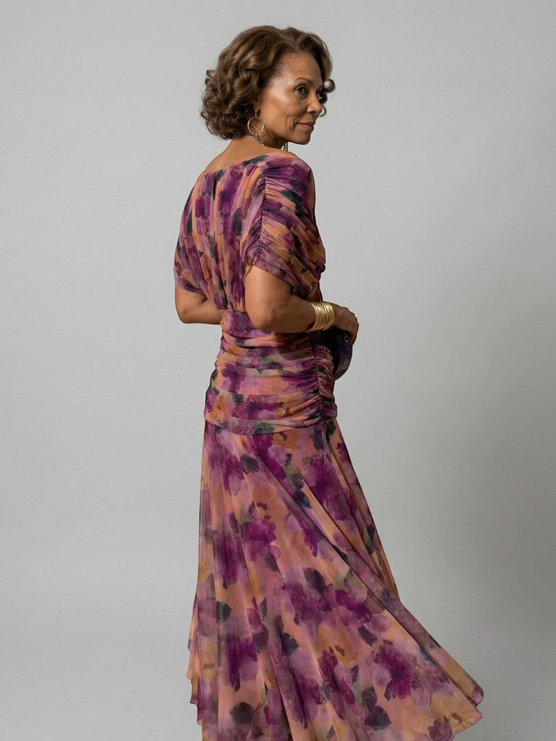 CINDRY | OFF SHOULDER FLOW MIDI DRESS
