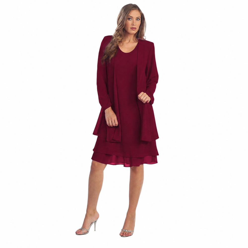 JACQUELINE | CHIFFON DRESS & CARDIGAN SET