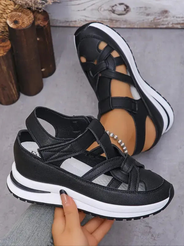 STACY | Comfort Wedge Sandals- Adjustable Velcro Design