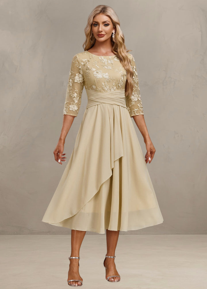 ELIN | CHAMPAGNE DRESS WITH DELICATE EMBROIDERY