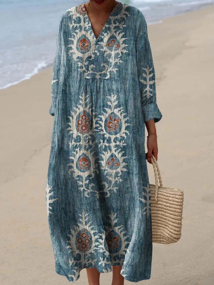 SIA | VINTAGE ETHNIC FLORAL ART PRINT DRESS