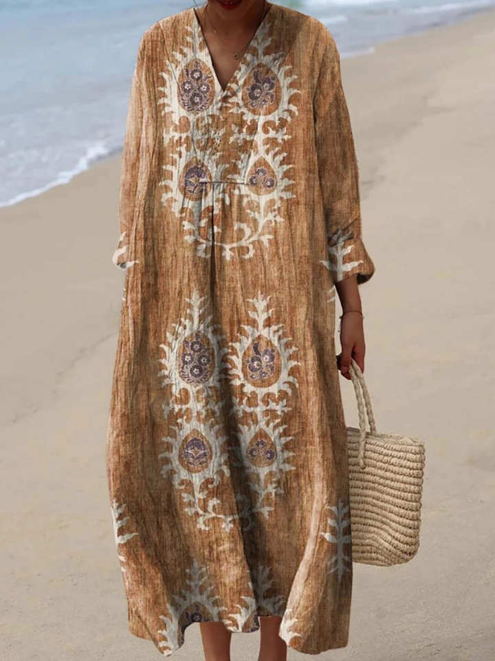 SIA | VINTAGE ETHNIC FLORAL ART PRINT DRESS