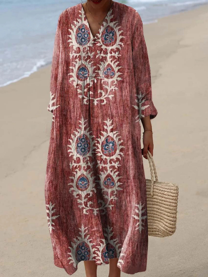 SIA | VINTAGE ETHNIC FLORAL ART PRINT DRESS